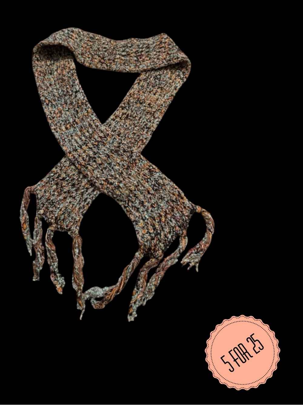 Cozy Textured Knit Scarf – Multicolor Boho Blend with Fringe Ends